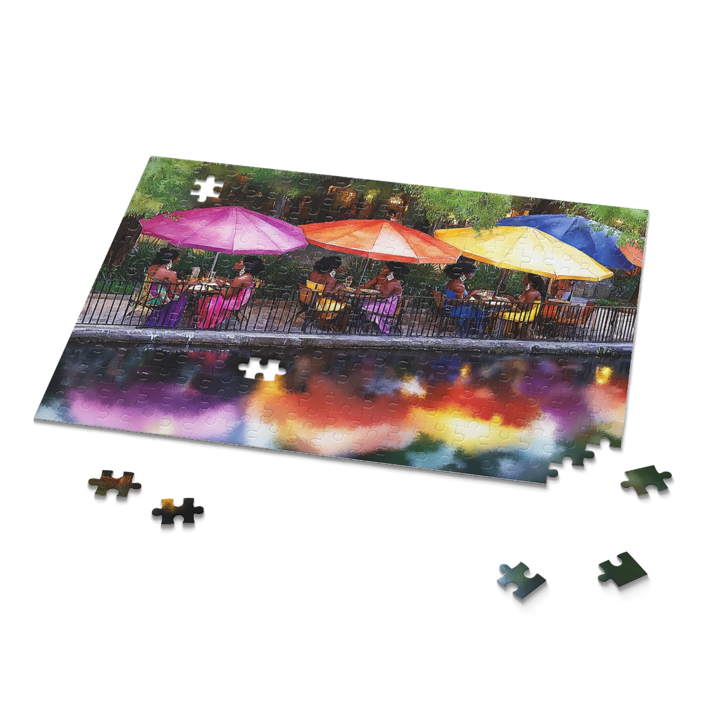 Reflections at the Riverwalk Cafe - 252-Piece Puzzle
