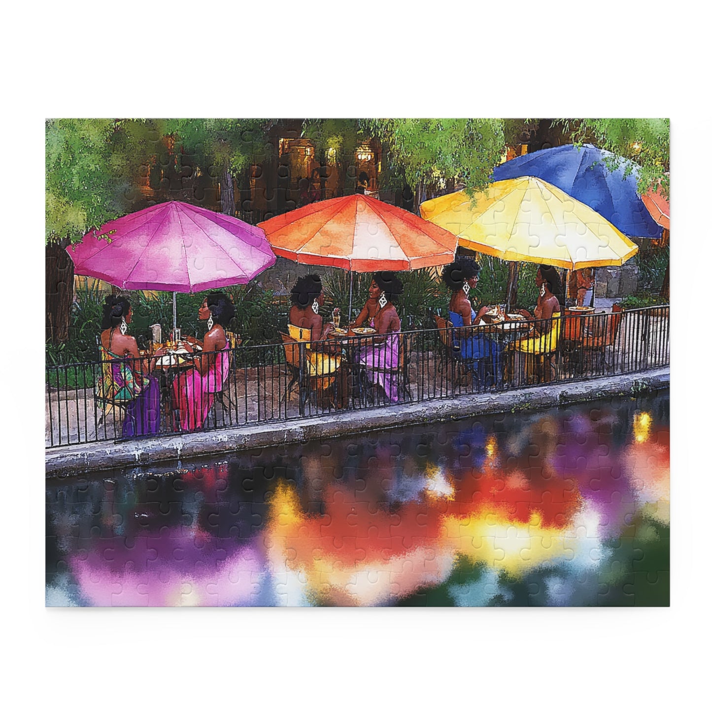 Reflections at the Riverwalk Cafe - 252-Piece Puzzle