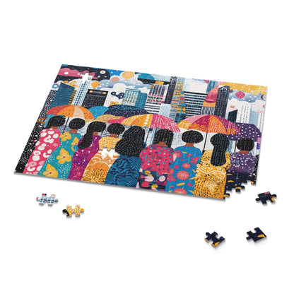 Rainy Day Reverie: Cityscape in Color - 252-Piece Puzzle