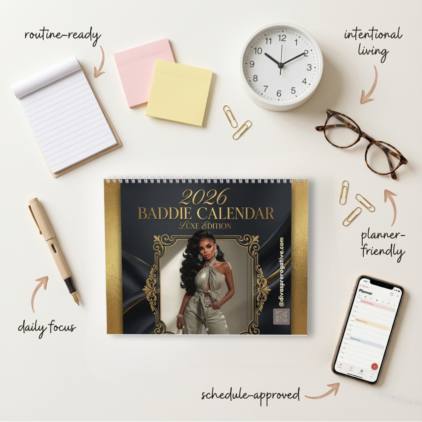 2026 Baddie Calendar – Luxe Edition - Wall Calendar