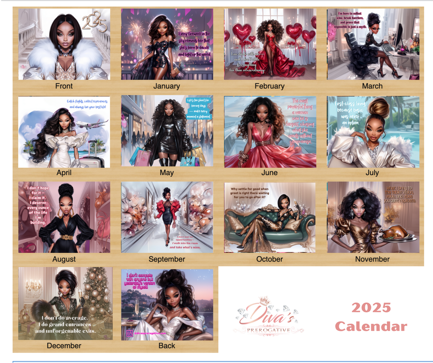 2025 African American Women Calendar Celebrating Black Women, 12 Month Wall Calendar, 8.5" X 11"